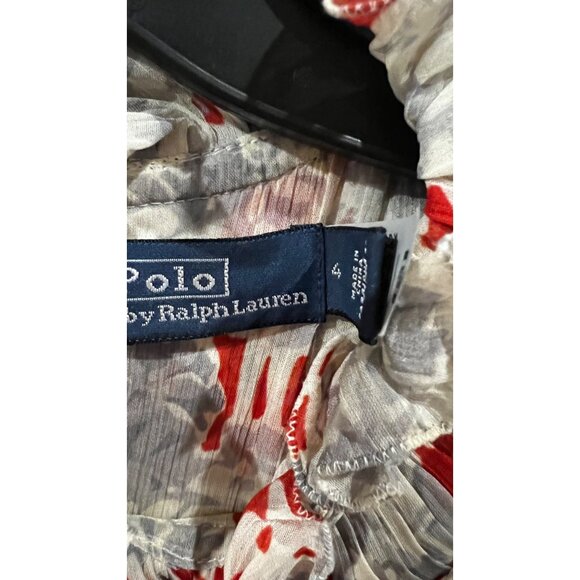 NEW POLO RALPH LAURENFloral Crinkled Georgette Dress In Basil Floral SIZE 4 - Picture 8 of 11